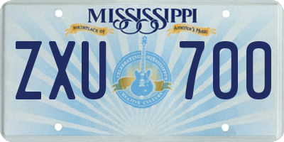 MS license plate ZXU700
