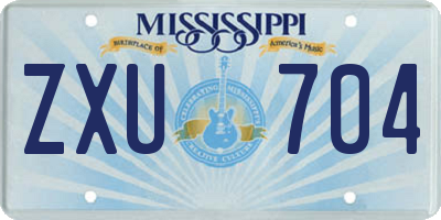 MS license plate ZXU704