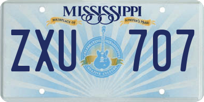MS license plate ZXU707