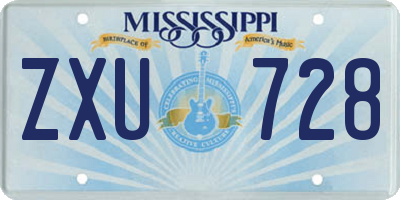 MS license plate ZXU728