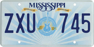 MS license plate ZXU745