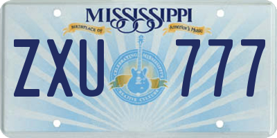 MS license plate ZXU777