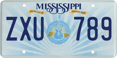 MS license plate ZXU789