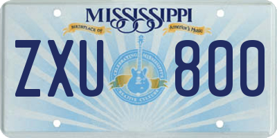MS license plate ZXU800