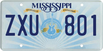 MS license plate ZXU801