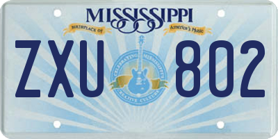 MS license plate ZXU802