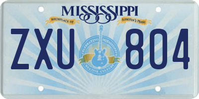 MS license plate ZXU804