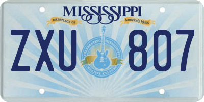 MS license plate ZXU807