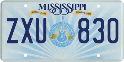 MS license plate ZXU830