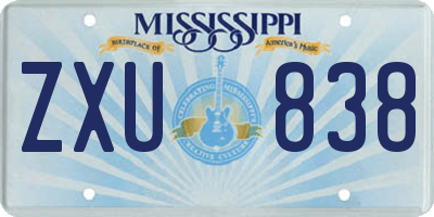 MS license plate ZXU838