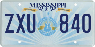 MS license plate ZXU840