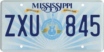 MS license plate ZXU845