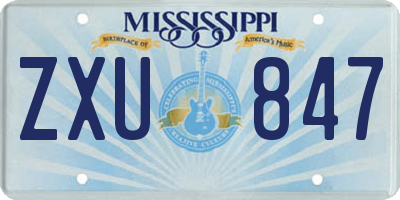 MS license plate ZXU847