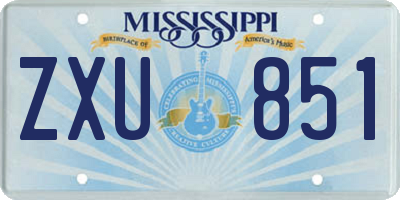 MS license plate ZXU851