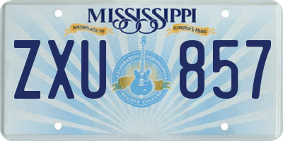 MS license plate ZXU857