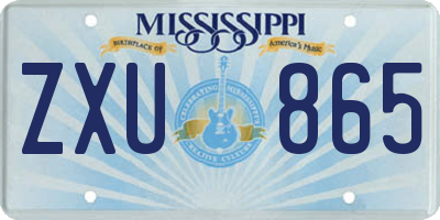 MS license plate ZXU865
