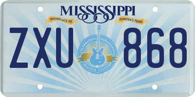 MS license plate ZXU868