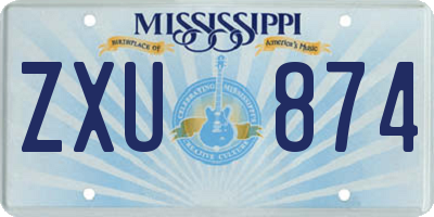 MS license plate ZXU874