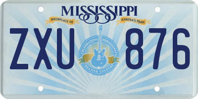 MS license plate ZXU876