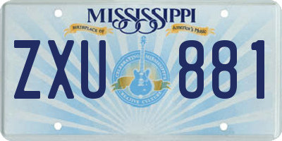 MS license plate ZXU881