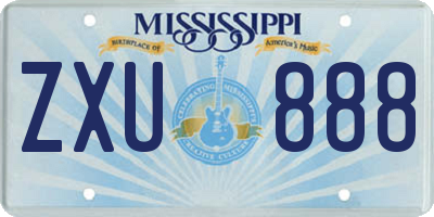 MS license plate ZXU888