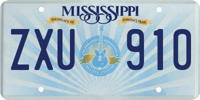 MS license plate ZXU910