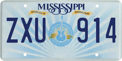 MS license plate ZXU914