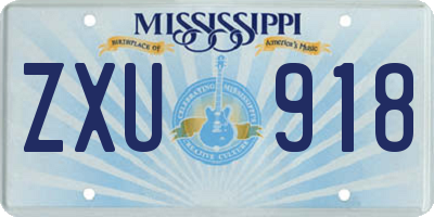 MS license plate ZXU918