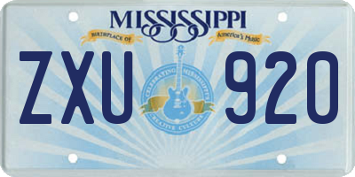 MS license plate ZXU920