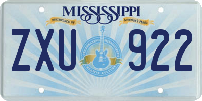 MS license plate ZXU922