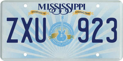 MS license plate ZXU923