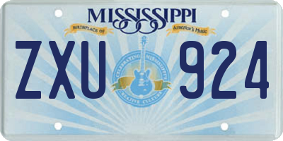MS license plate ZXU924