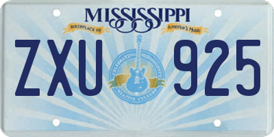 MS license plate ZXU925