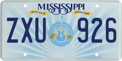 MS license plate ZXU926