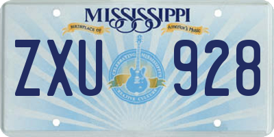 MS license plate ZXU928