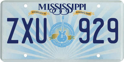 MS license plate ZXU929