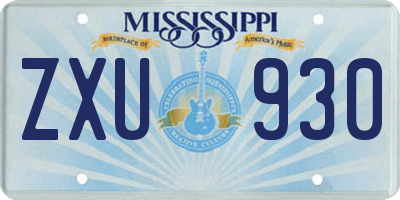 MS license plate ZXU930