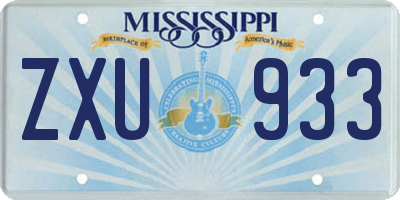 MS license plate ZXU933