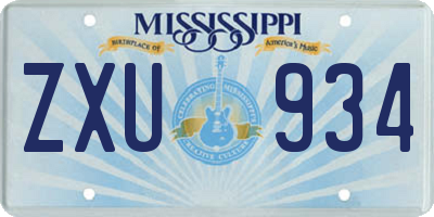MS license plate ZXU934