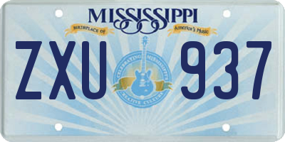 MS license plate ZXU937