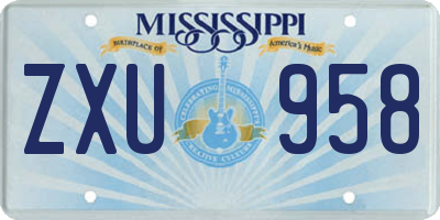 MS license plate ZXU958