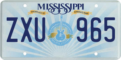 MS license plate ZXU965