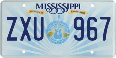 MS license plate ZXU967