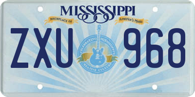 MS license plate ZXU968