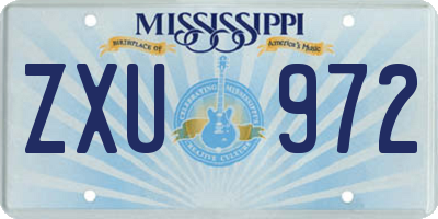 MS license plate ZXU972