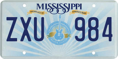 MS license plate ZXU984