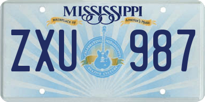 MS license plate ZXU987