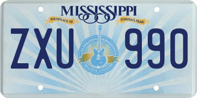 MS license plate ZXU990