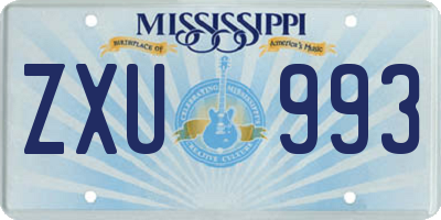 MS license plate ZXU993