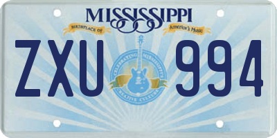 MS license plate ZXU994